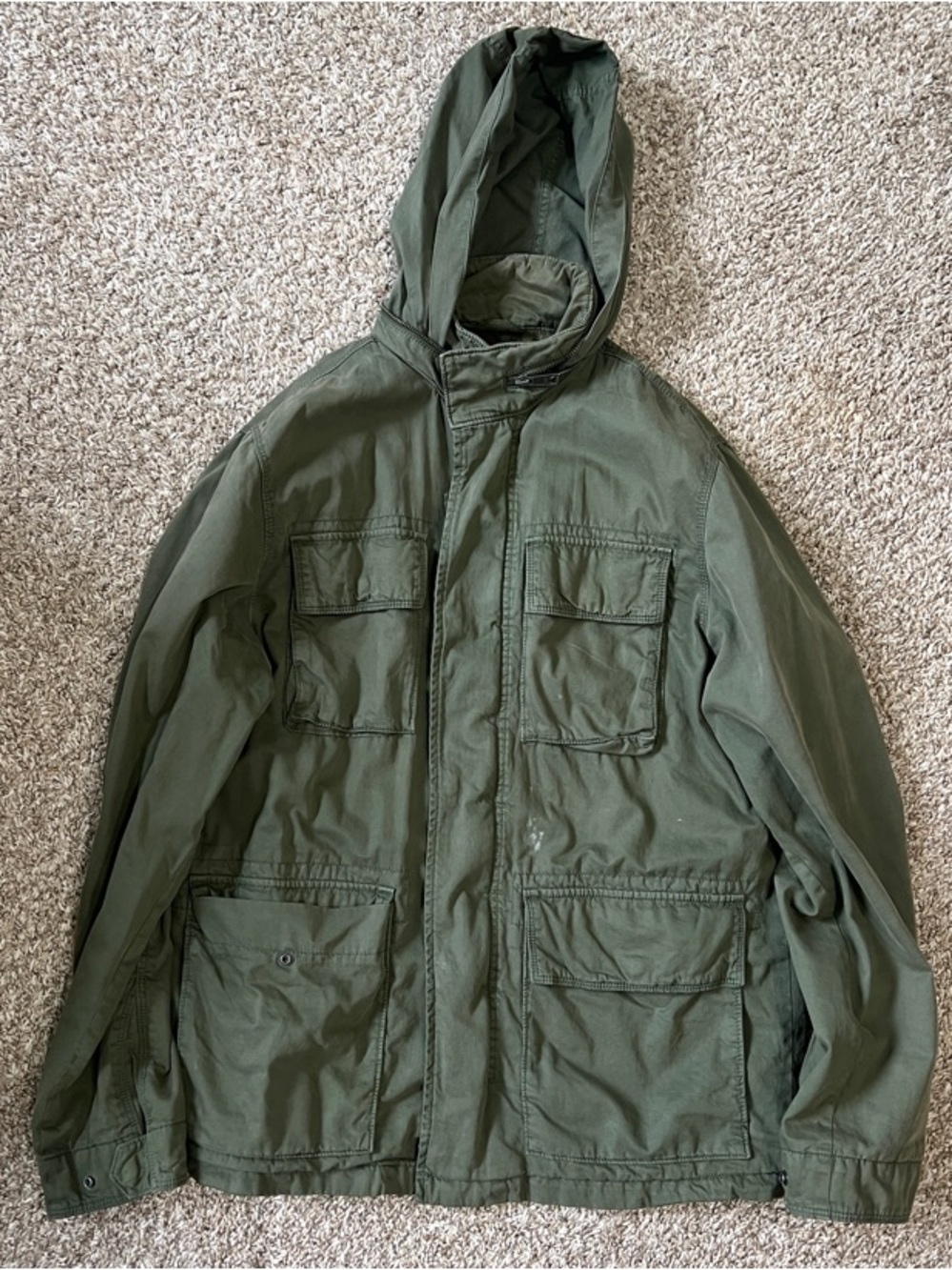 Men's Olive Green Hooded Field Jacket